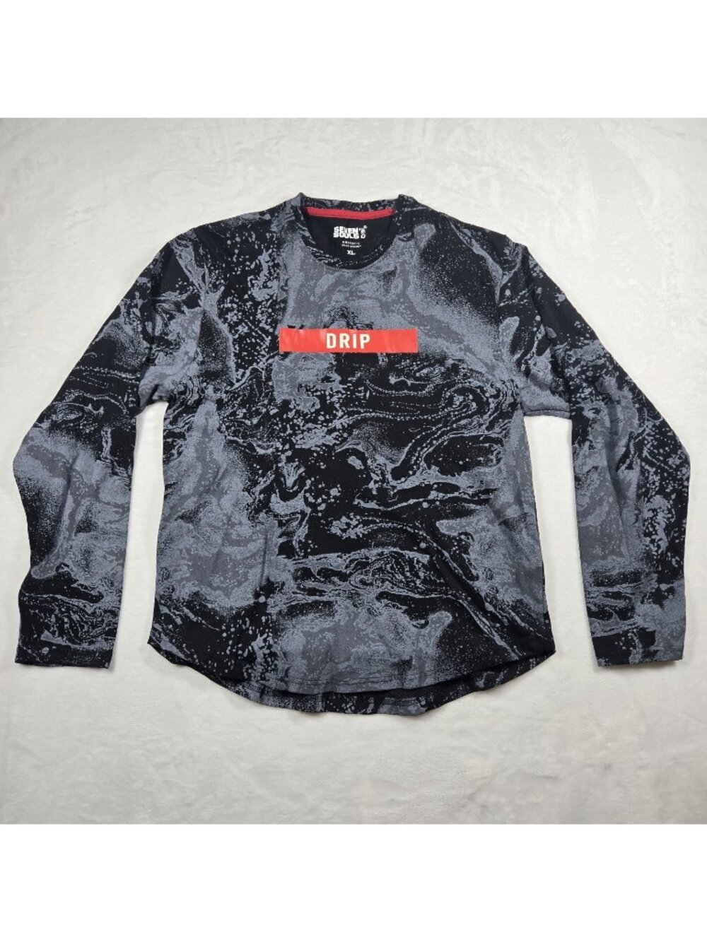 Seven Souls DRIP Men's Long-Sleeve T-Shirt, Black, Cotton Blend Size XL